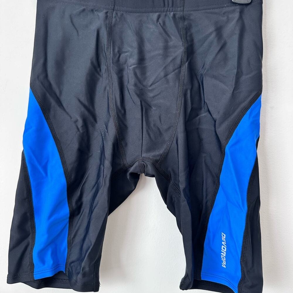 Devoropa Swim Jammers Boys Large Blue Black Racing Training Athletic Swimwear